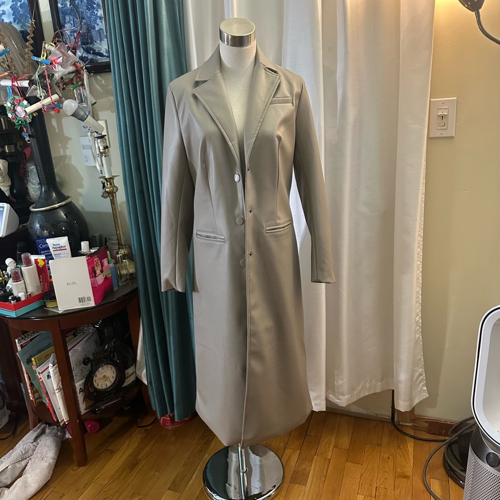 Bailey 44 Cream Long Leather Trench Coat